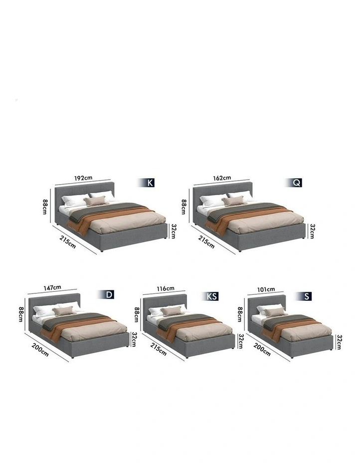 Single Size Bed Frame in Grey Fabric image 7