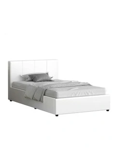 Single Size Bed Frame in White Leather