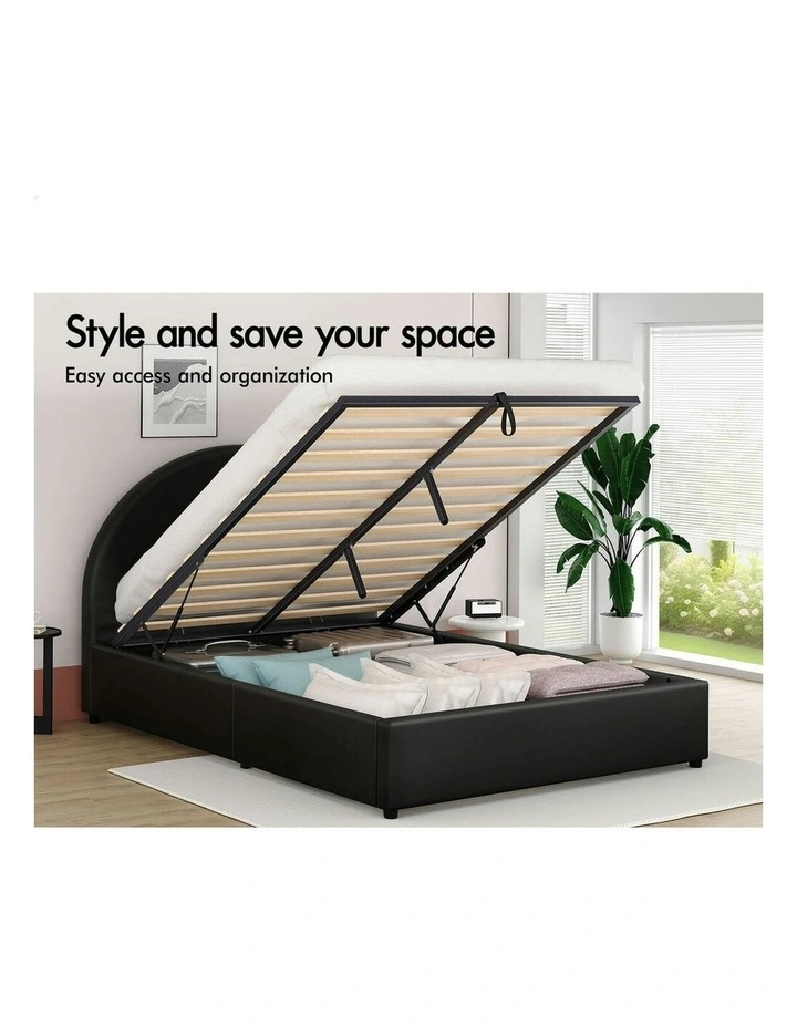 Double Size Bed Frame in Black Leather image 2