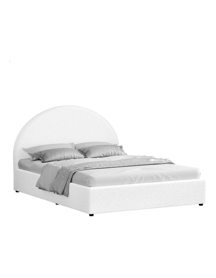 Double Size Bed Frame in White Boucle image 1