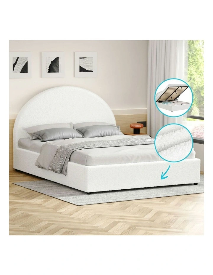 Double Size Bed Frame in White Boucle image 2