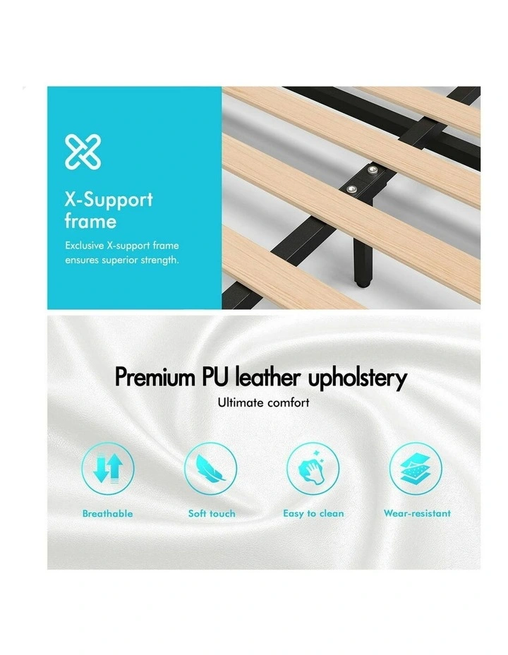 Double Size Bed Frame in Black Leather image 7