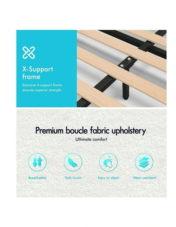 King Size Bed Frame in White Boucle image 7