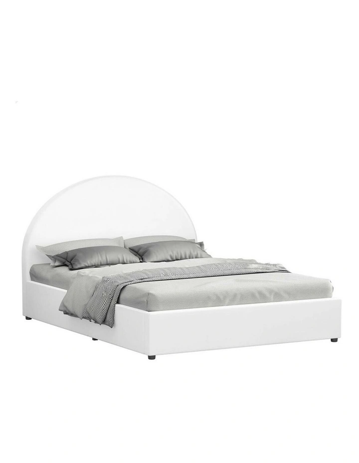 King Size Bed Frame in White Leather image 1