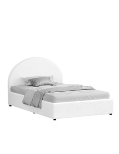 King Single Bed Frame in White Boucle