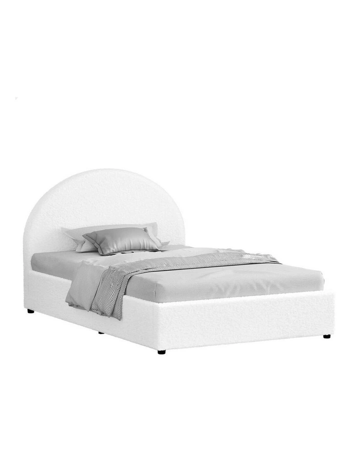 King Single Bed Frame in White Boucle image 1