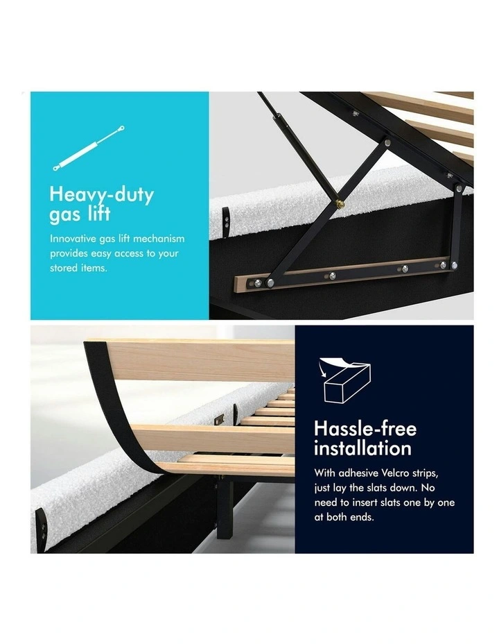 King Single Bed Frame in White Boucle image 6