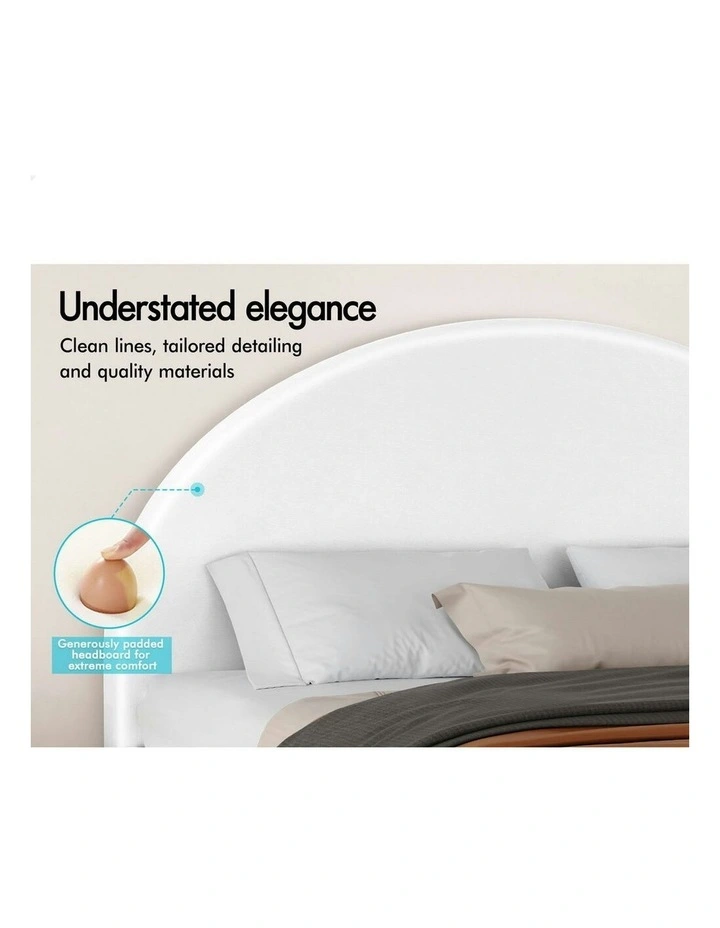 King Single Bed Frame in White Leather image 4