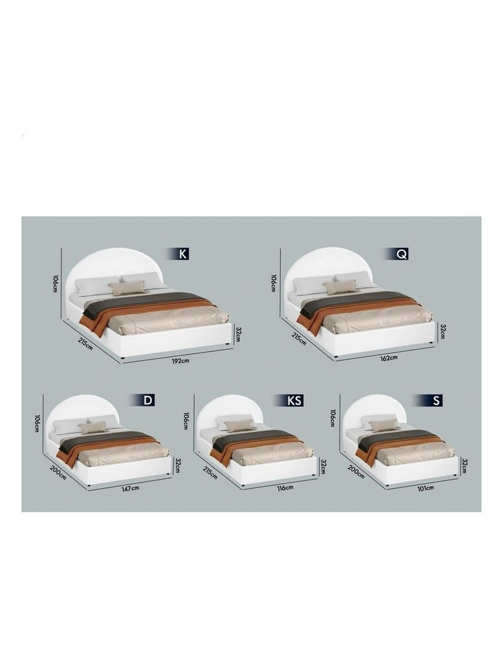 King Single Bed Frame in White Leather image 5