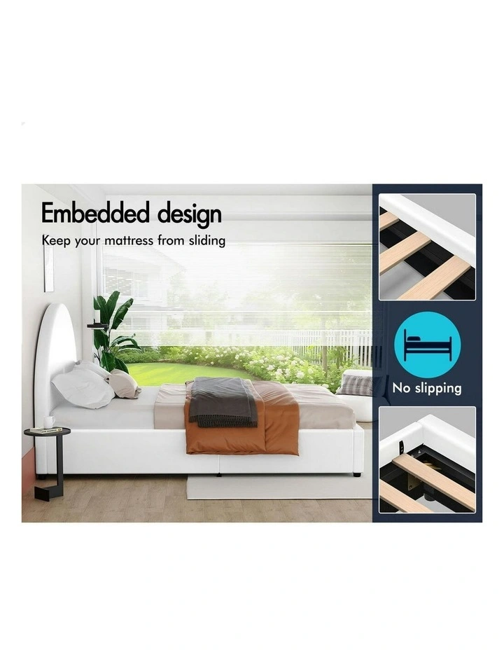 Queen Size Bed Frame in White Leather image 3