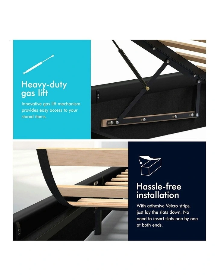 Single Size Bed Frame in Black Leather image 6