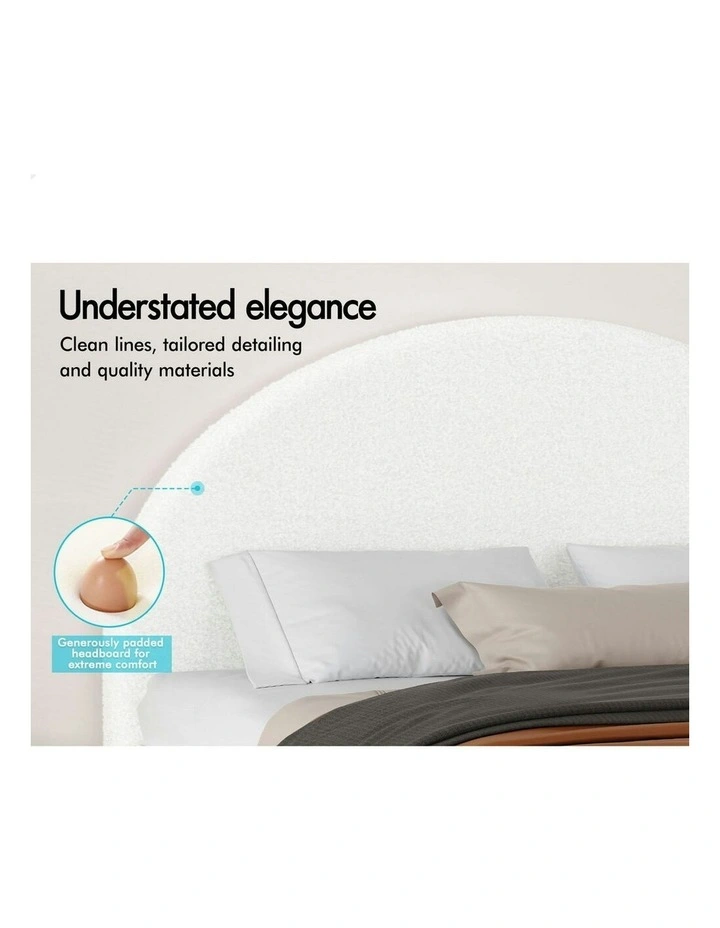Single Size Bed Frame in White Boucle image 4