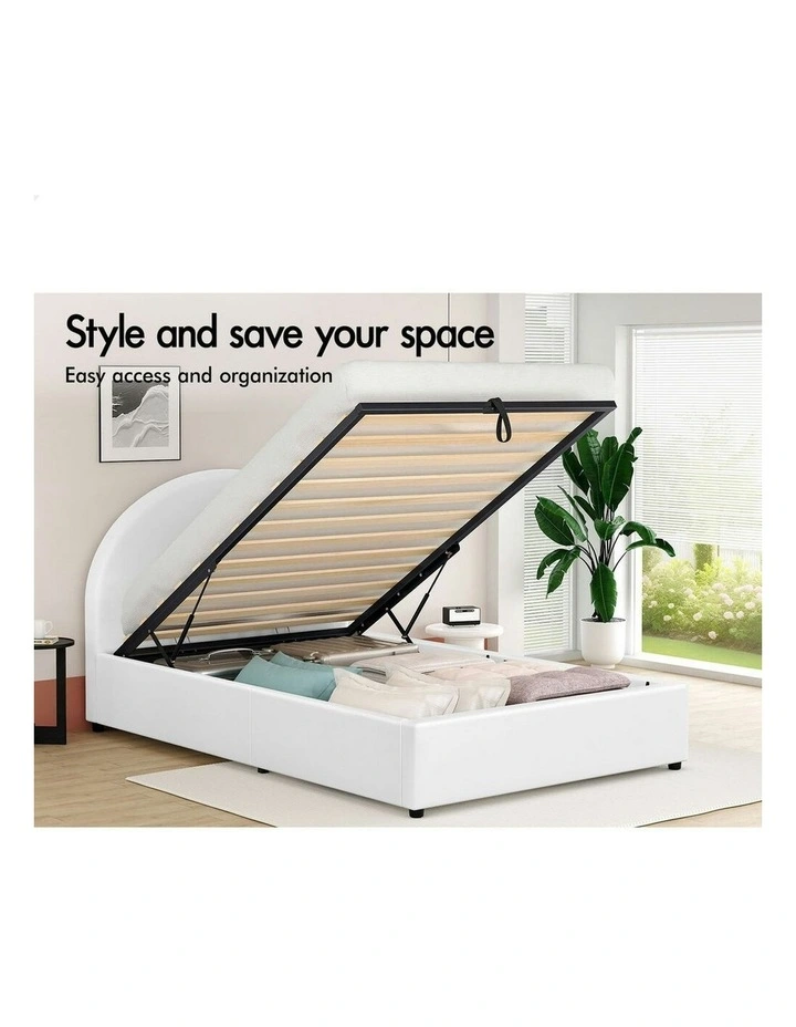 Single Size Bed Frame in White Leather image 2