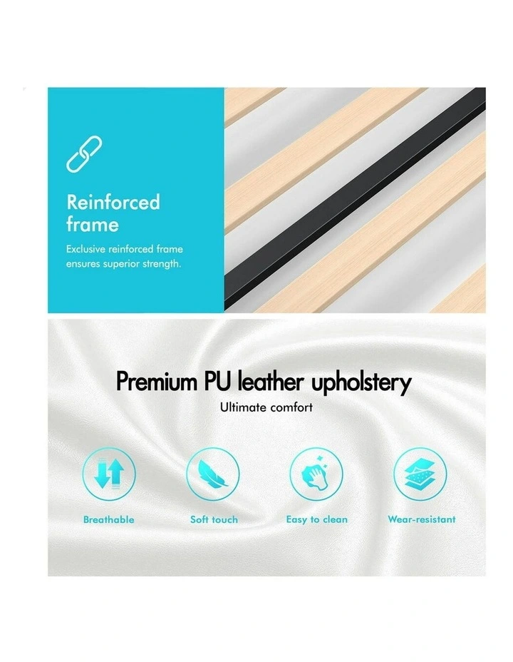 Single Size Bed Frame in White Leather image 7