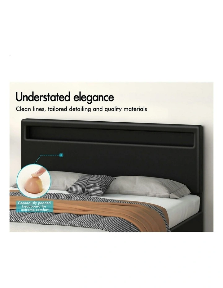 Double Size RGB LED Gas Lift Storage Base Bed Frame in Black image 5