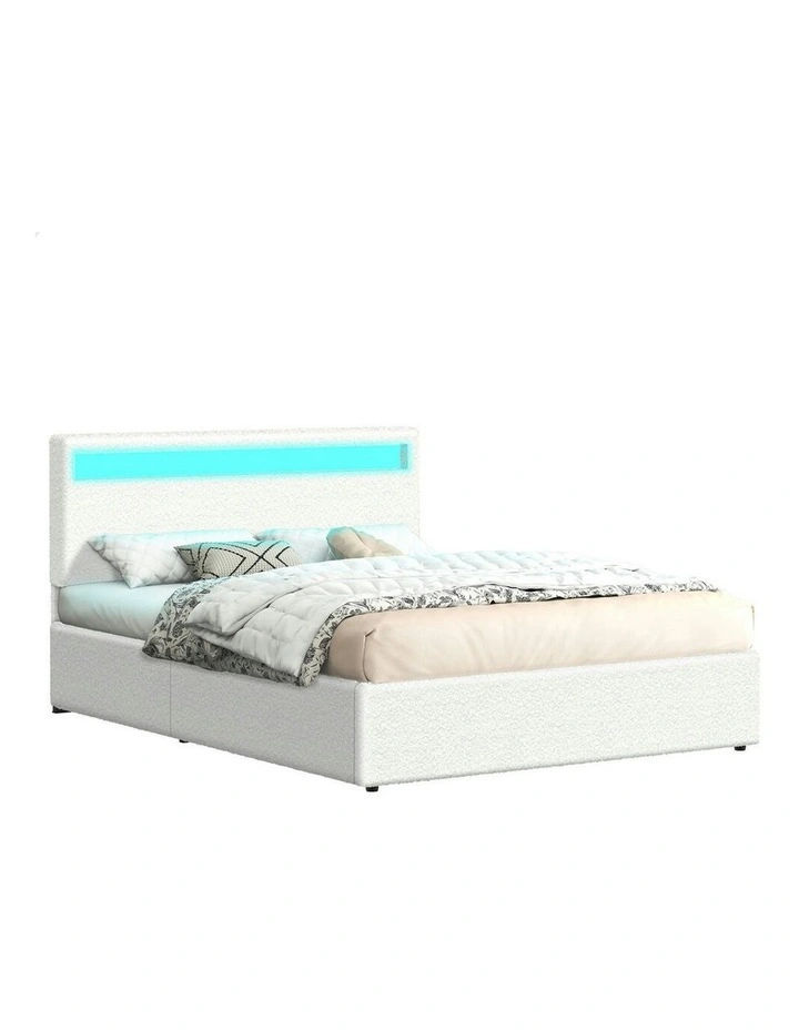 Double Size Luchino RGB LED Gas Lift Storage Base Bed Frame in Black image 1