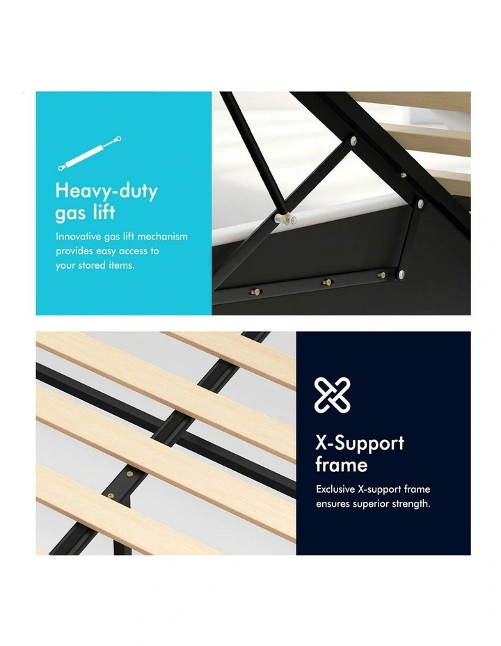 Double Size Luchino RGB LED Gas Lift Storage Base Bed Frame in White image 6