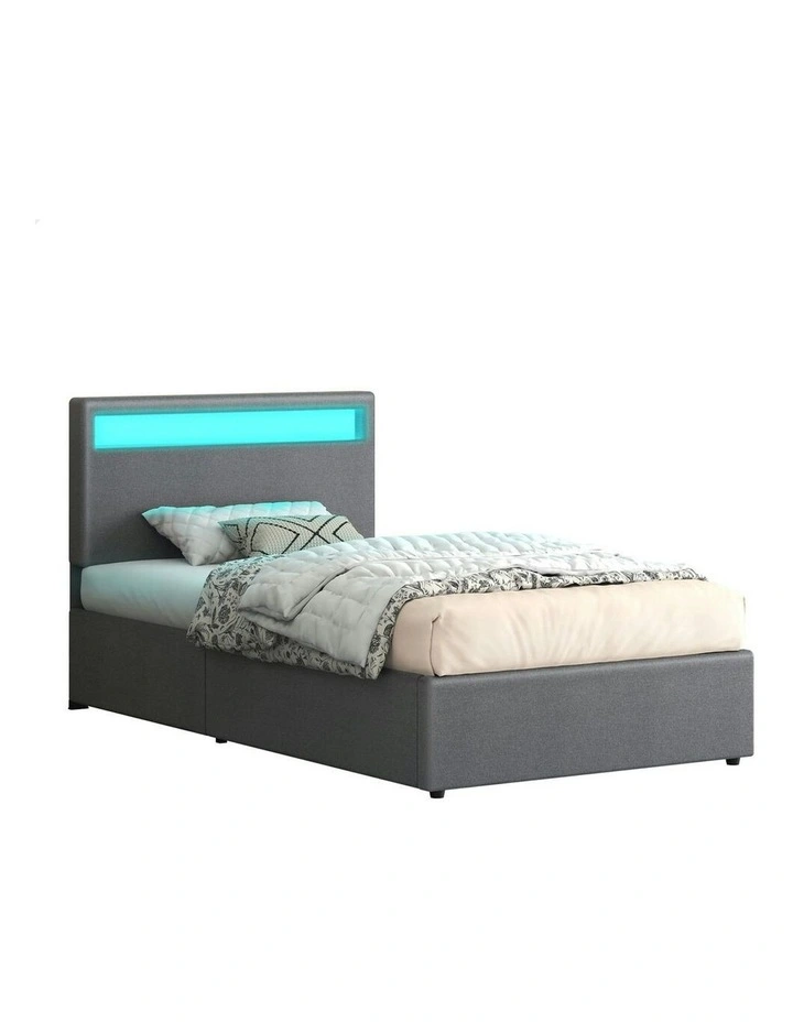 King Single Luchino RGB LED Bed Frame in Grey image 1