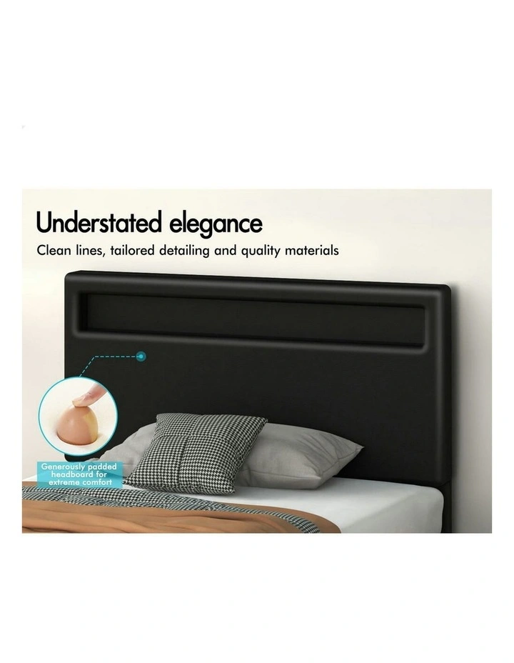 Single Size Luchino RGB LED Gas Lift Storage Base Bed Frame in Black image 5