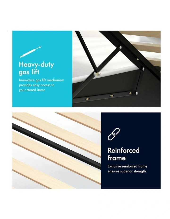 Single Size Luchino RGB LED Gas Lift Storage Base Bed Frame in White image 6