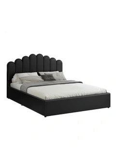 Milton Double Size Gas Lift Storage Base Wooden Bed Frame in Black