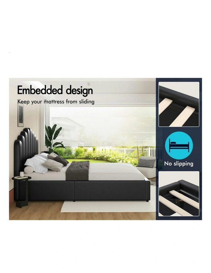 Milton Double Size Gas Lift Storage Base Wooden Bed Frame in Black image 4