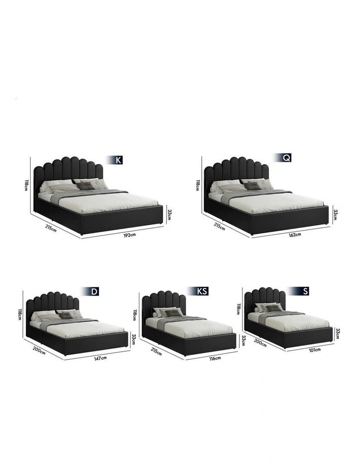 Milton Double Size Gas Lift Storage Base Wooden Bed Frame in Black image 5