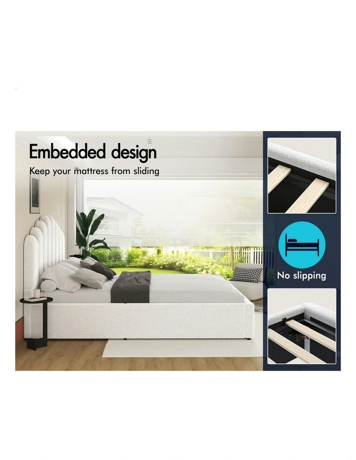 Milton Double Size Gas Lift Storage Base Wooden Bed Frame in White image 4