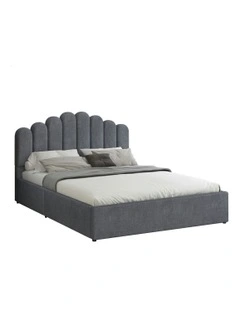 Milton Double Size Gas Lift Storage Base Wooden Bed Frame in Grey