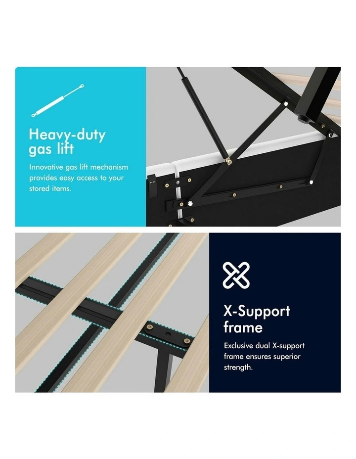 Milton Double Size Gas Lift Storage Base Wooden Bed Frame in White image 5