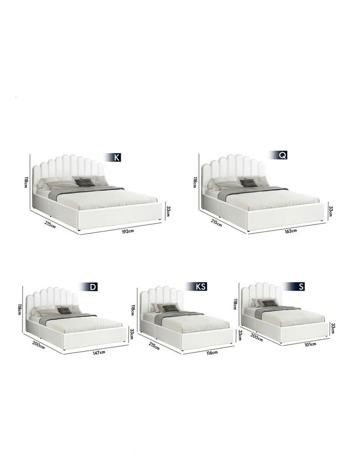 Milton Double Size Gas Lift Storage Base Wooden Bed Frame in White image 7