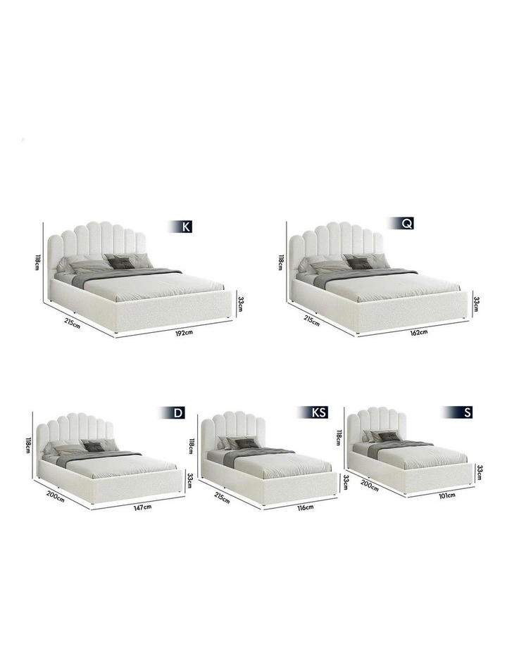 Milton Gas Lift Storage Base Wooden King Size Bed Frame in White image 7