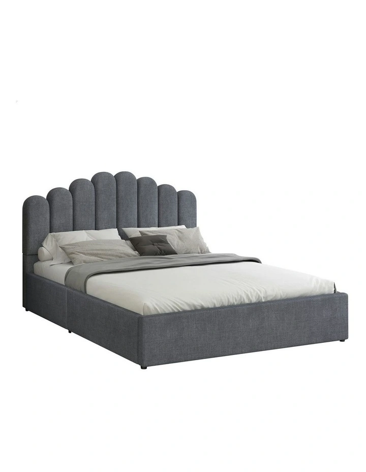 Milton Gas Lift Storage Base Wooden King Size Bed Frame in Grey image 1