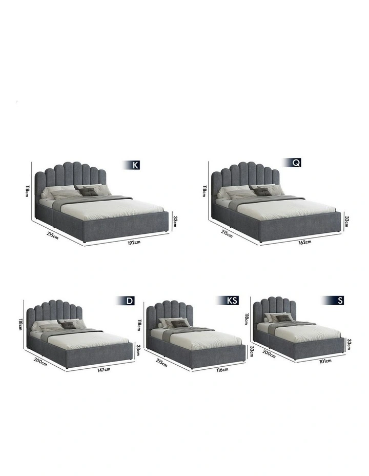 Milton Gas Lift Storage Base Wooden King Size Bed Frame in Grey image 5