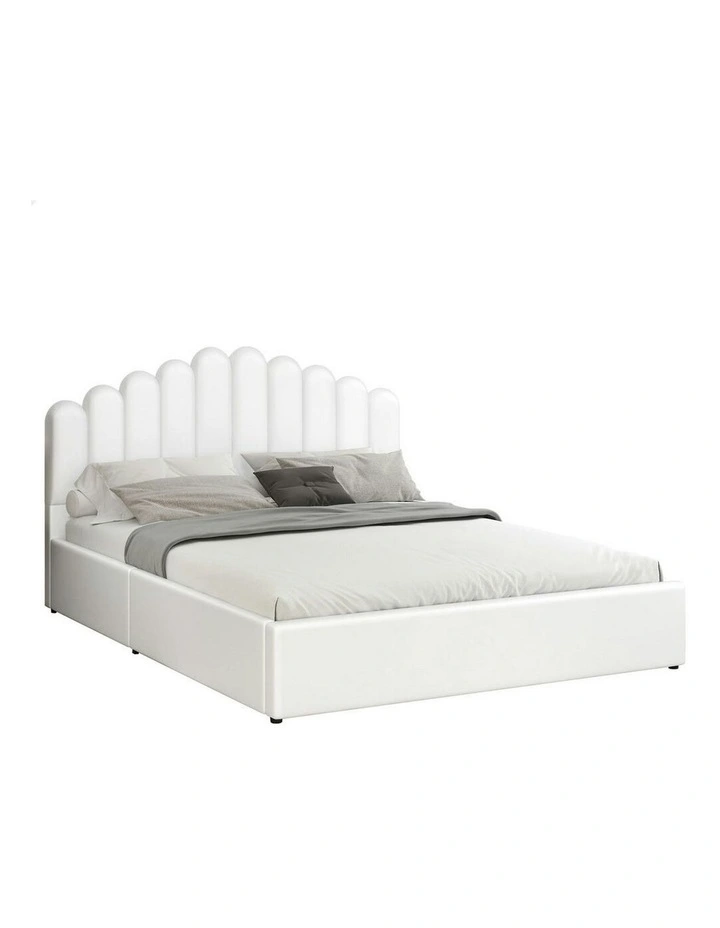 Milton Gas Lift Storage Base Wooden King Size Bed Frame in White image 1
