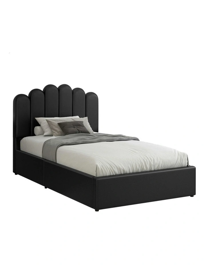 Milton Gas Lift Storage Base Wooden King Single Bed Frame in Black image 1