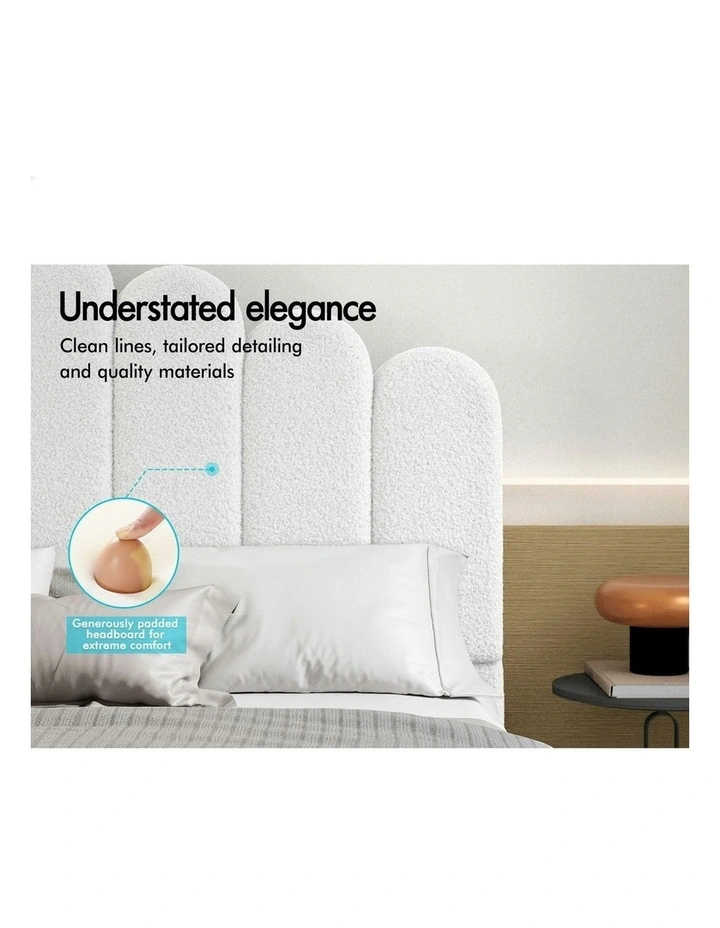 Milton Gas Lift Storage Base Wooden King Single Bed Frame in Boucle image 3