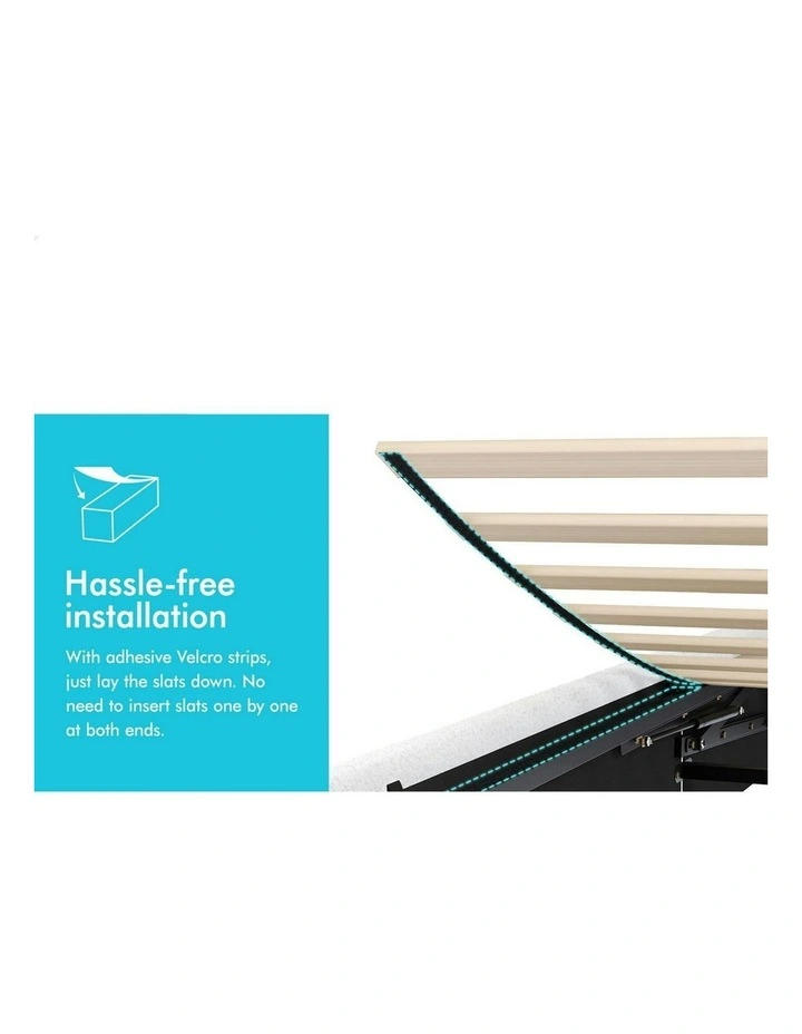 Milton Gas Lift Storage Base Wooden King Single Bed Frame in Boucle image 7