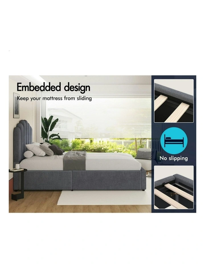 Milton Gas Lift Storage Base Wooden King Single Bed Frame in Grey image 4