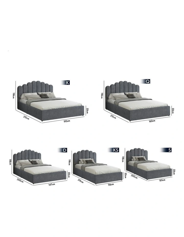 Milton Gas Lift Storage Base Wooden King Single Bed Frame in Grey image 5