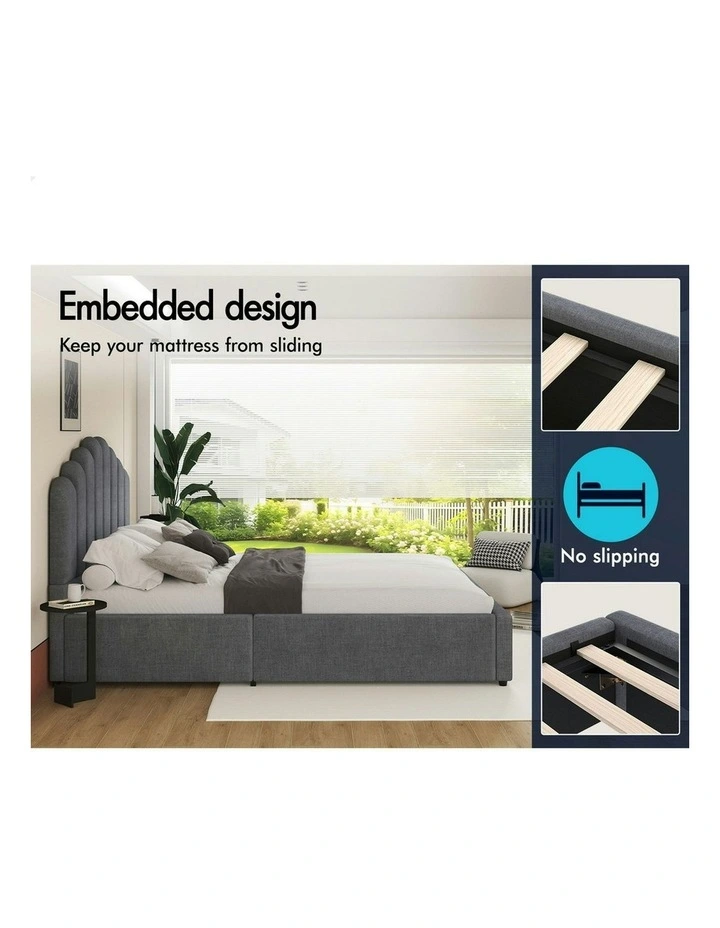 Milton Gas Lift Storage Base Wooden Queen Size Bed Frame in Grey image 4