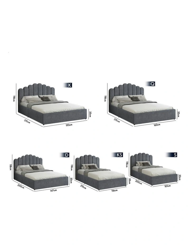 Milton Gas Lift Storage Base Wooden Queen Size Bed Frame in Grey image 5