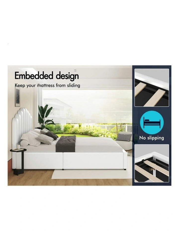 Milton Gas Lift Storage Base Wooden Queen Size Bed Frame in White image 4