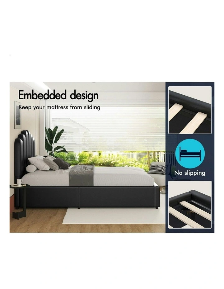 Milton Gas Lift Storage Base Wooden Single Size Bed Frame in Black image 4