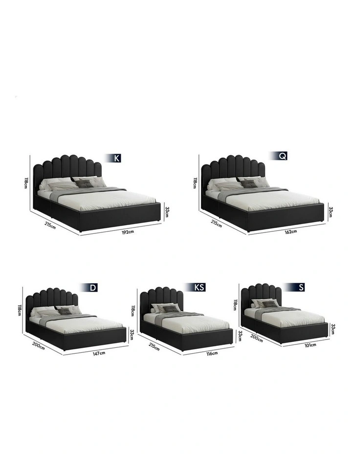 Milton Gas Lift Storage Base Wooden Single Size Bed Frame in Black image 5