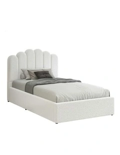 Milton Gas Lift Storage Base Wooden Single Size Bed Frame in White