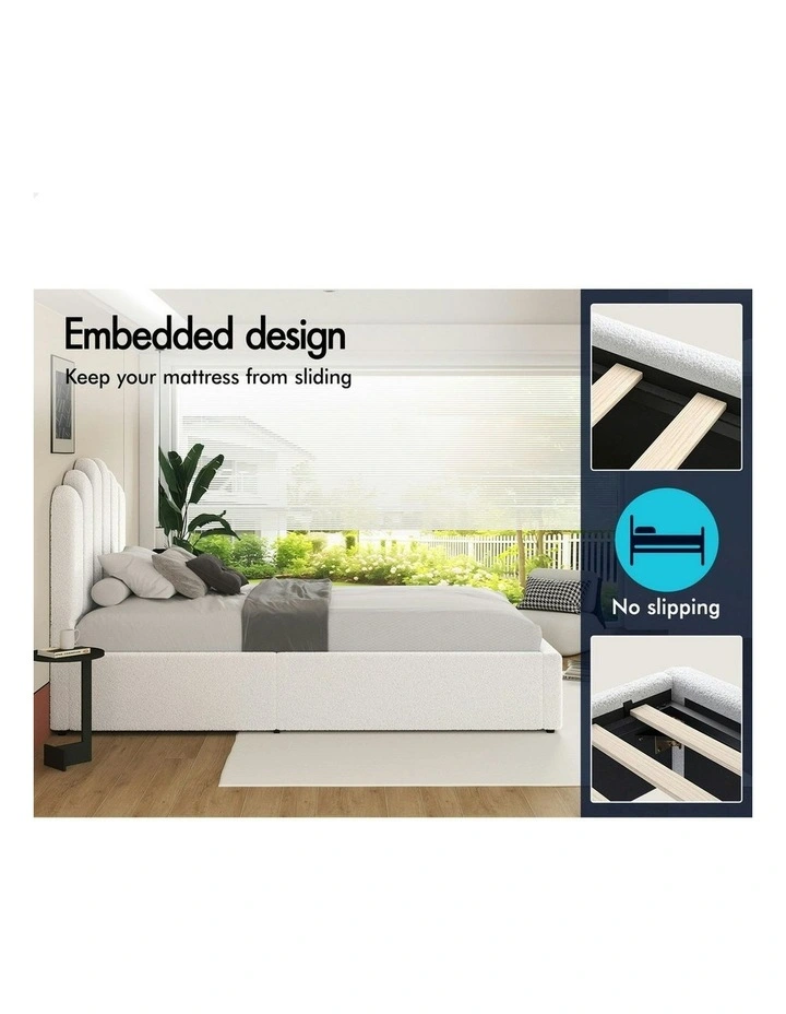 Milton Gas Lift Storage Base Wooden Single Size Bed Frame in White image 4