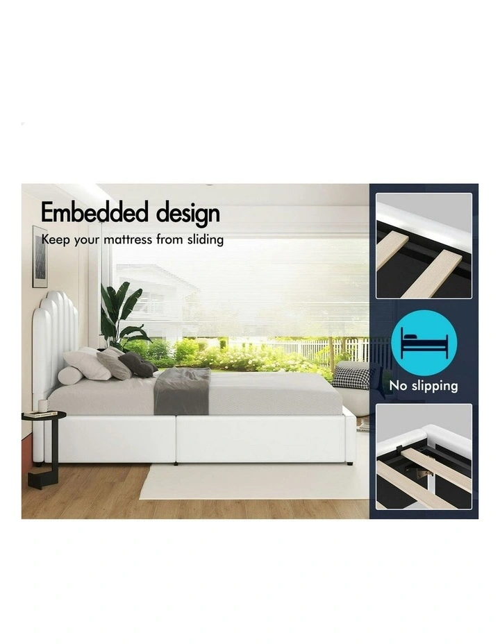 Single Size Wooden Gas Lift Bed Frame in White image 4