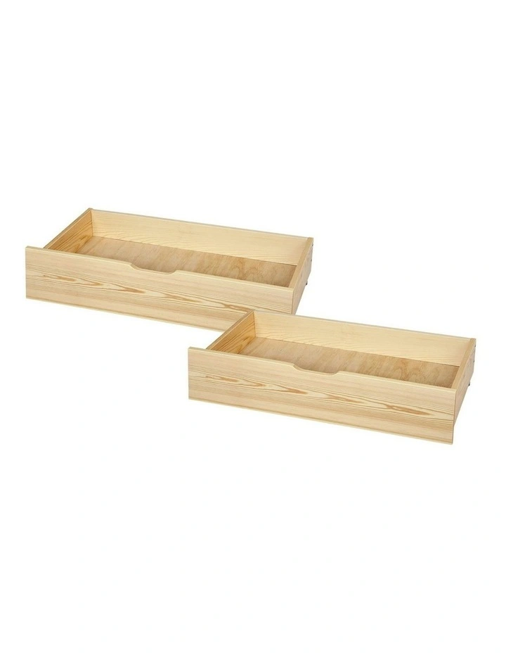 Storage Drawers Wooden Bed Frame 2x in Natural image 1