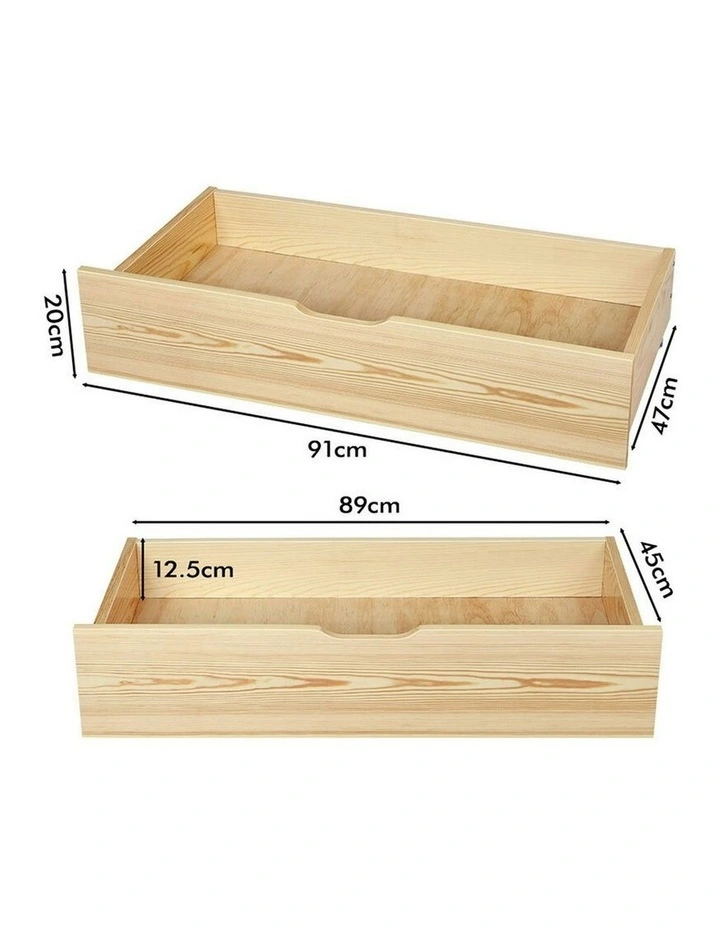Storage Drawers Wooden Bed Frame 2x in Natural image 6